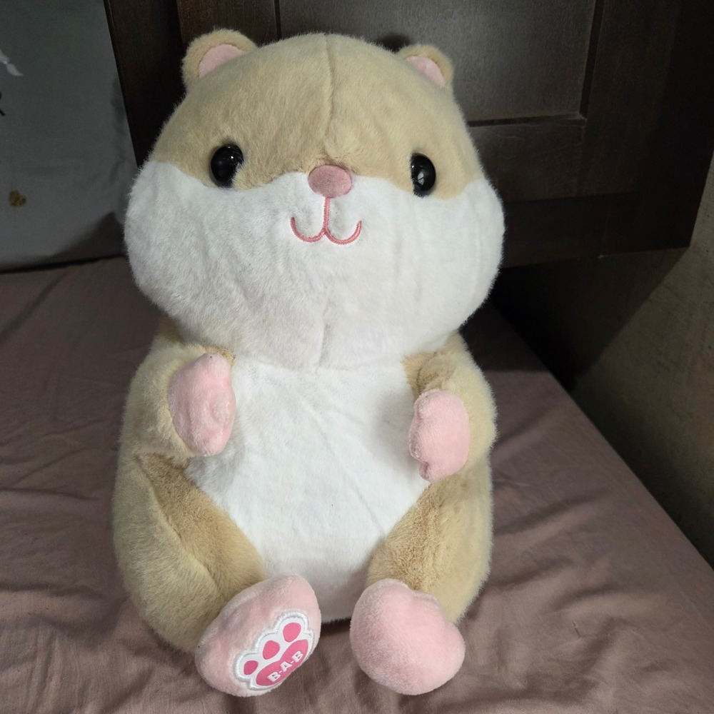 Build a Bear Workshop Hamster Plush Stuffed Animal Toy Beige Pink
